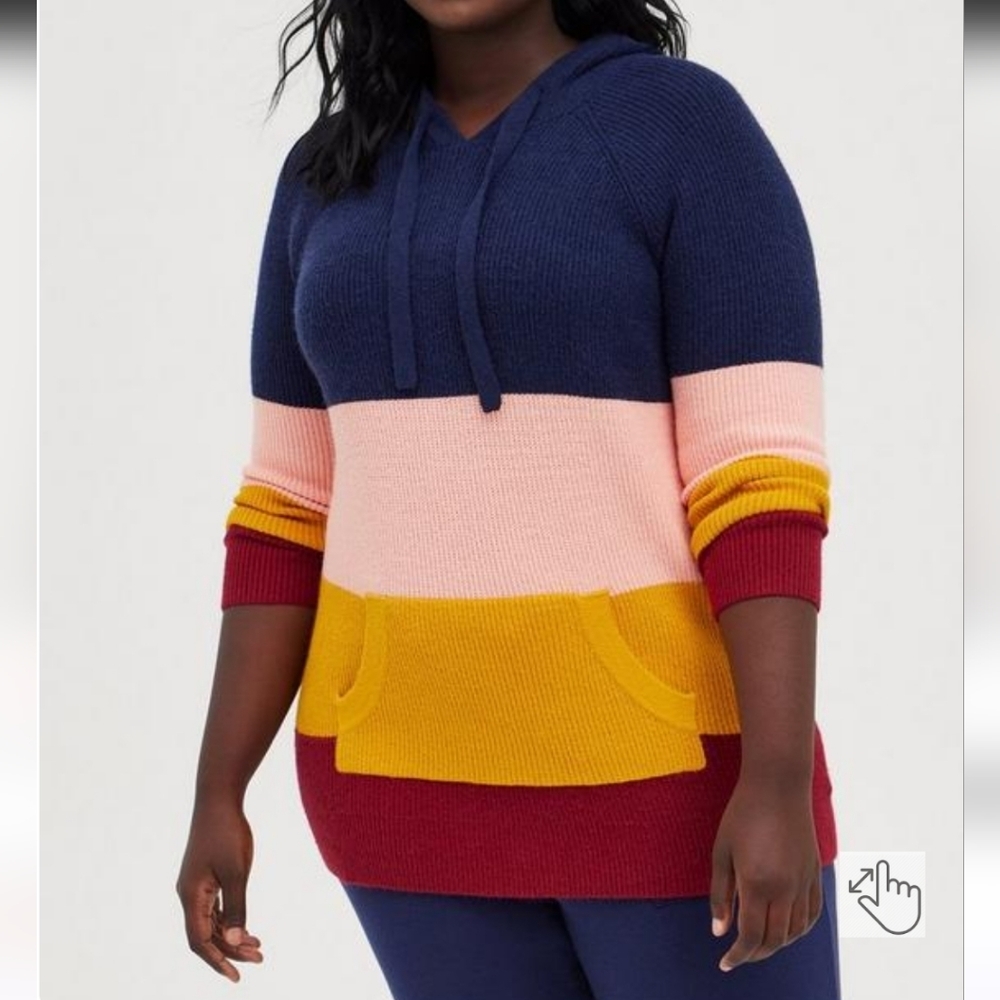 Torrid colourful stripe hooded sweater‎